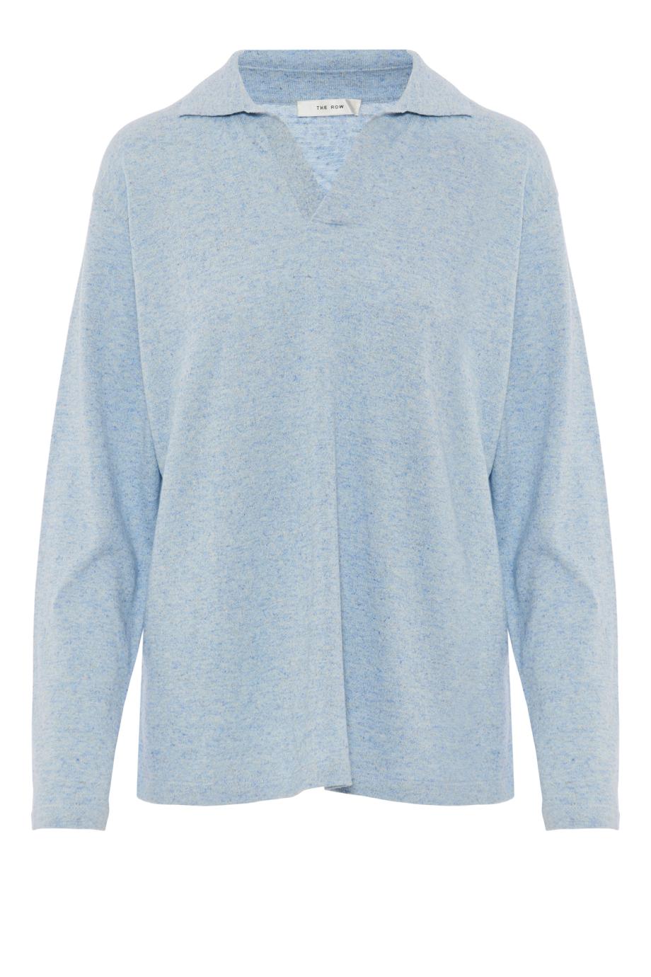 Niosa cotton and linen polo sweater in ice