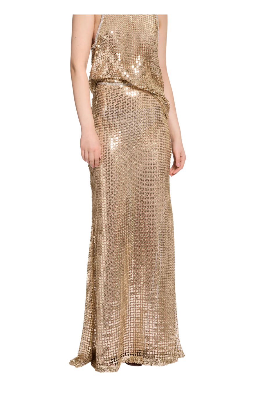 Sequined midi skirt in gold
