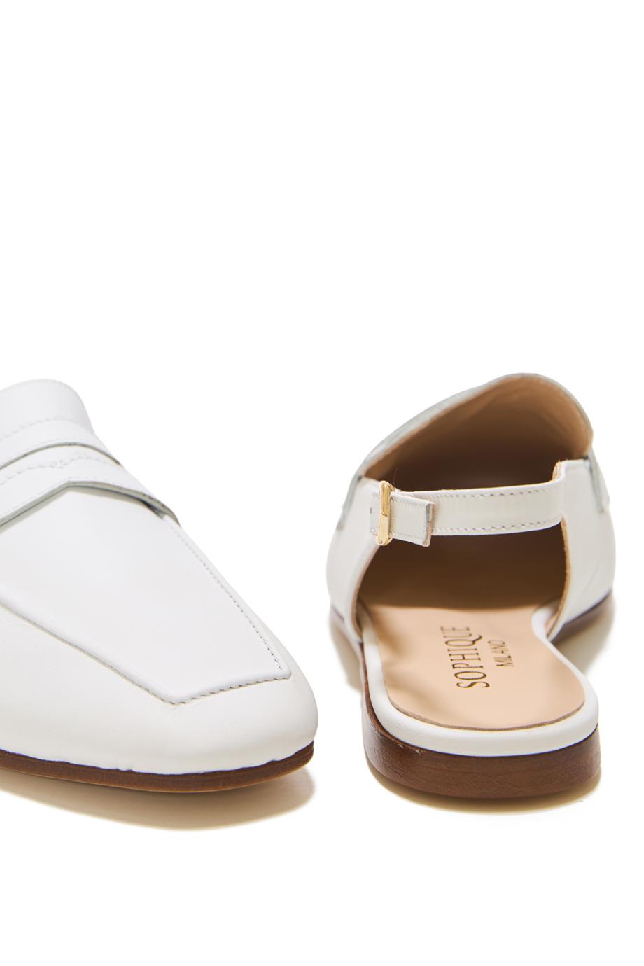 Essential suede slingback flats in white 