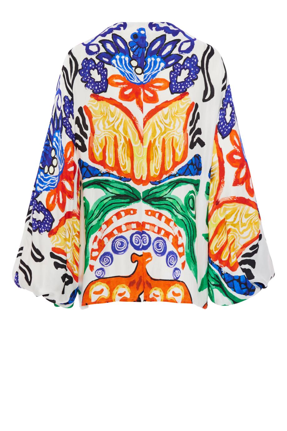 Balloon printed crepe top in multicolor