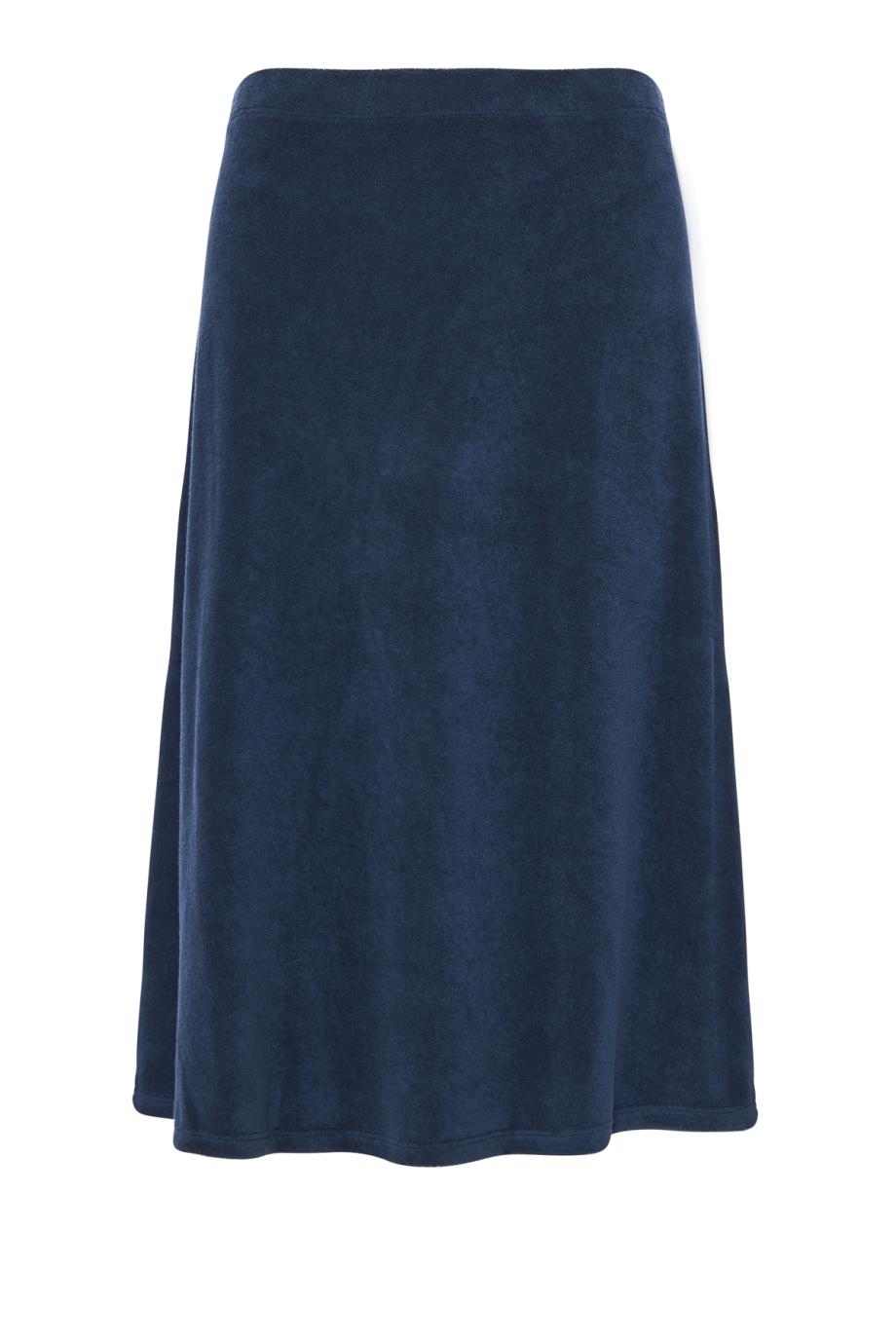 Sienna cotton-blend terry midi skirt in navy