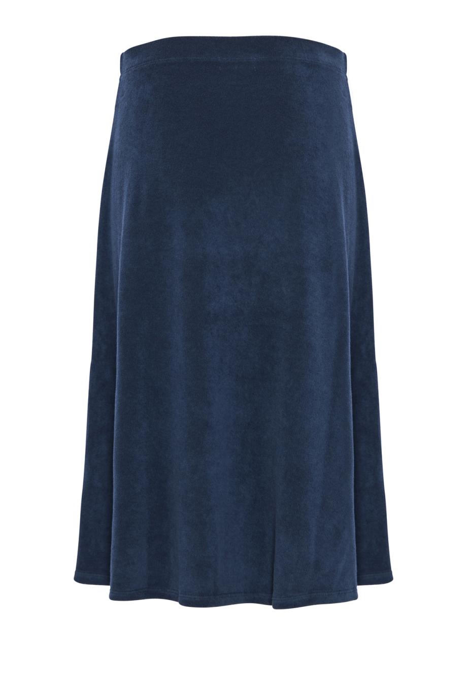 Sienna cotton-blend terry midi skirt in navy
