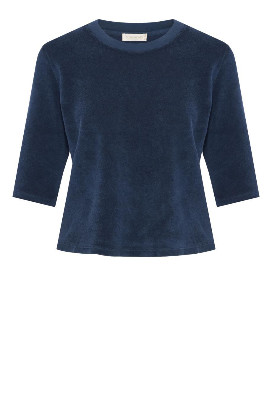 Corfu cotton-blend terry sweater in navy