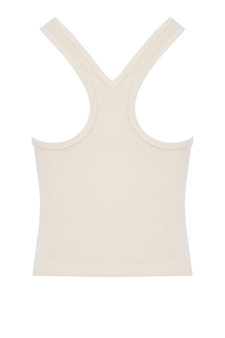 Tia cotton-blend terry racer-back top in ivory