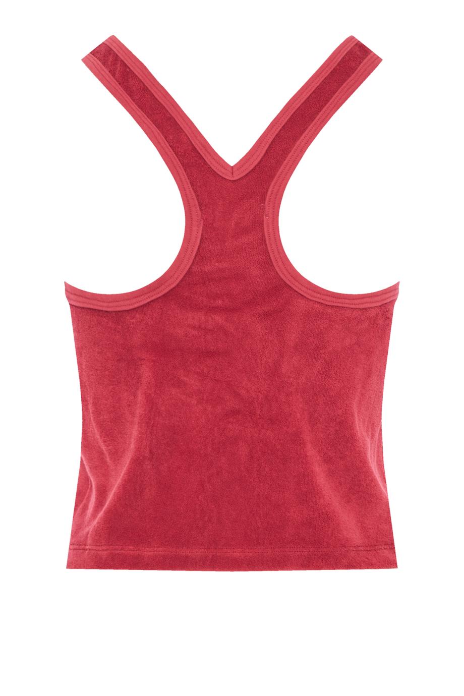 Tia cotton-blend terry racer-back top in framboise