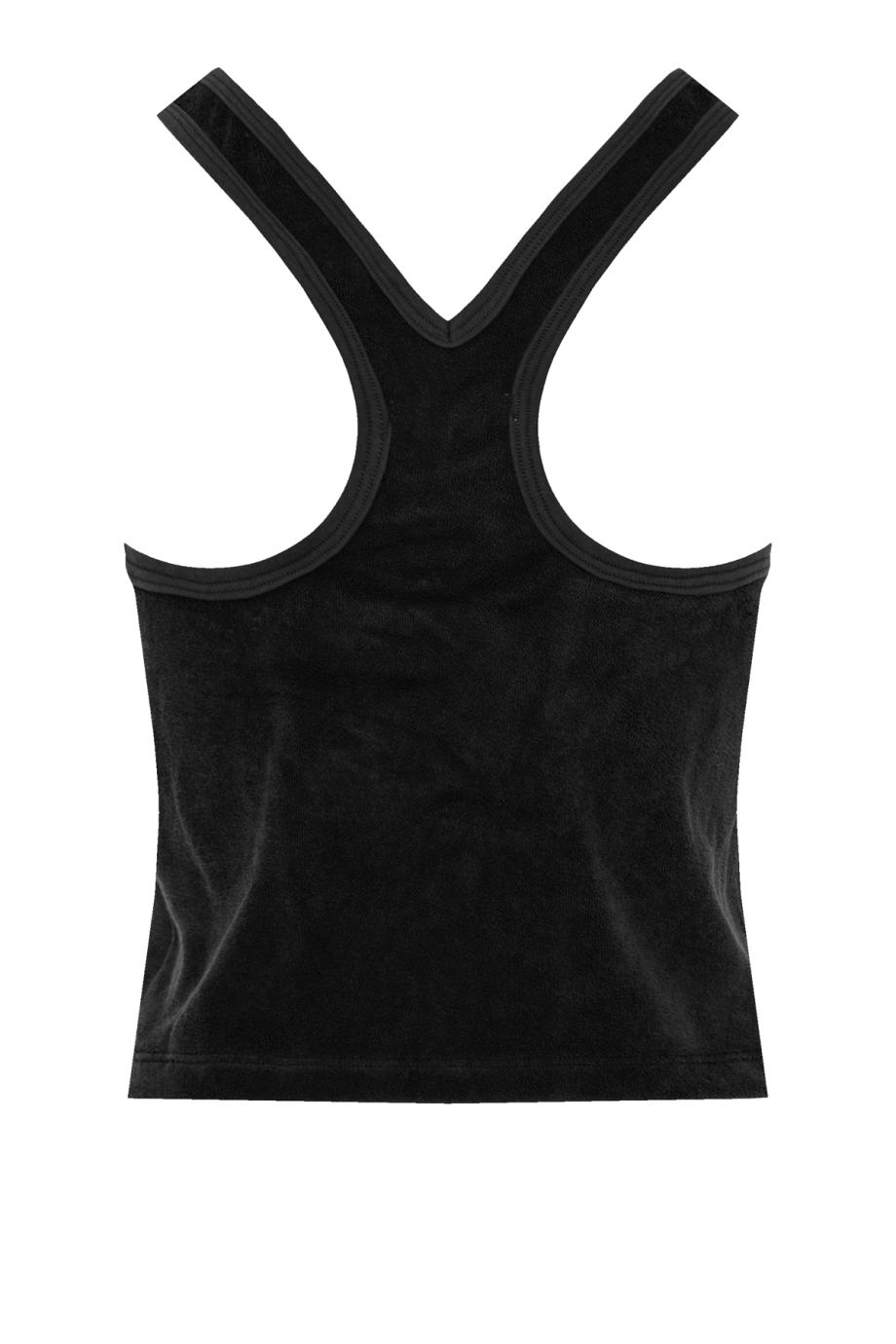 Tia cotton-blend terry racer-back top in black