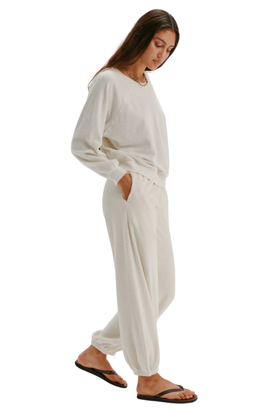 Paxon cotton-blend terry pants in ivory