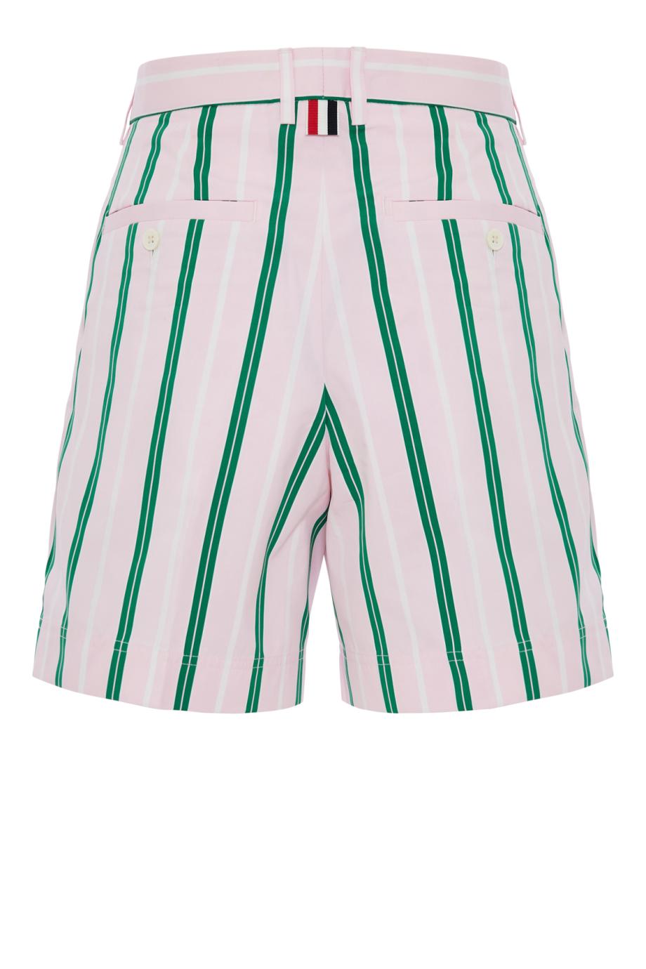 Edit Striped poplin shorts in light-pink
