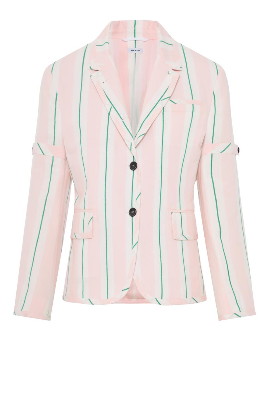 Madras stripped cotton blazer in light pink 