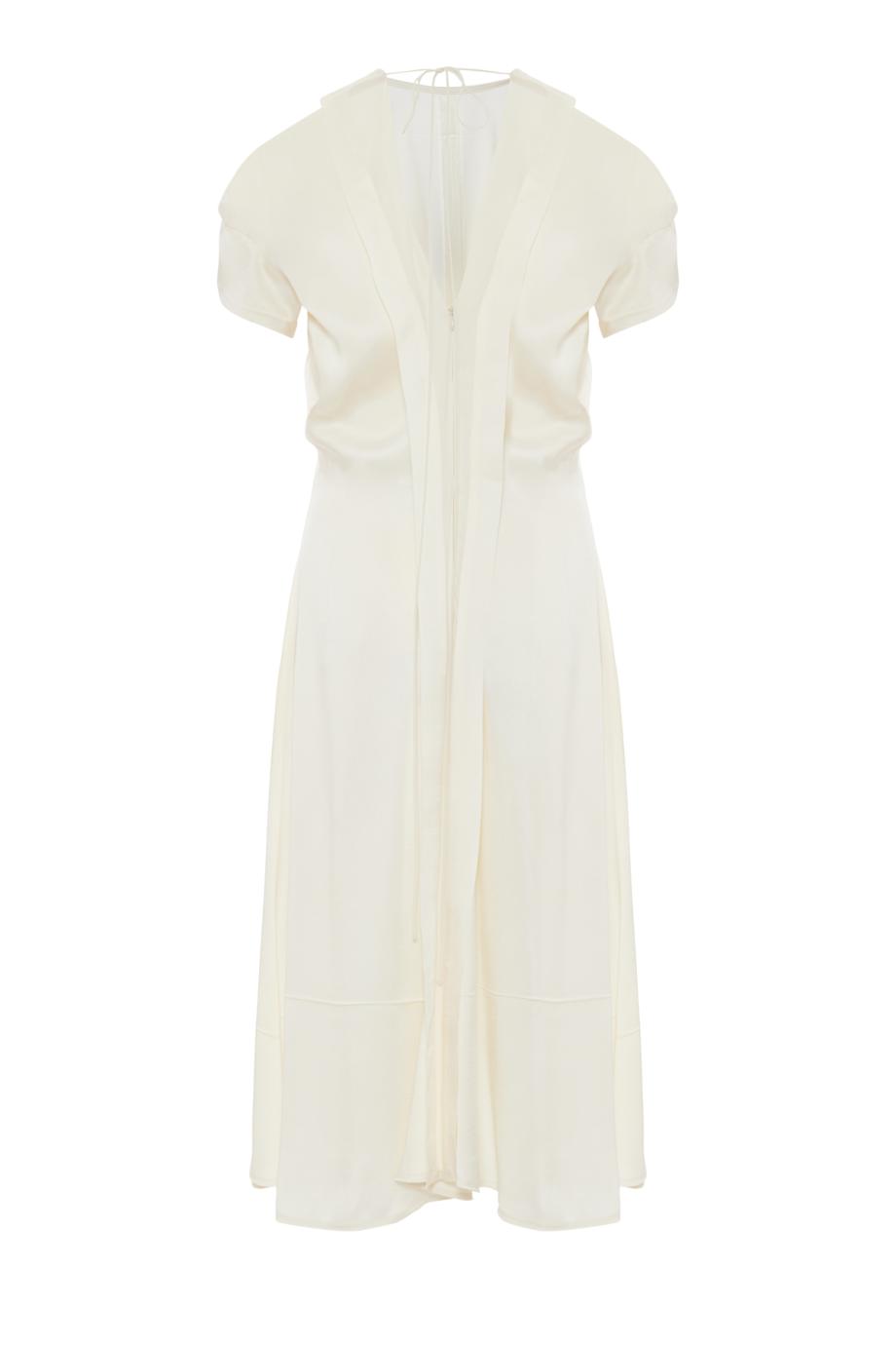 Twist Shoulder satin midi dress in ivory