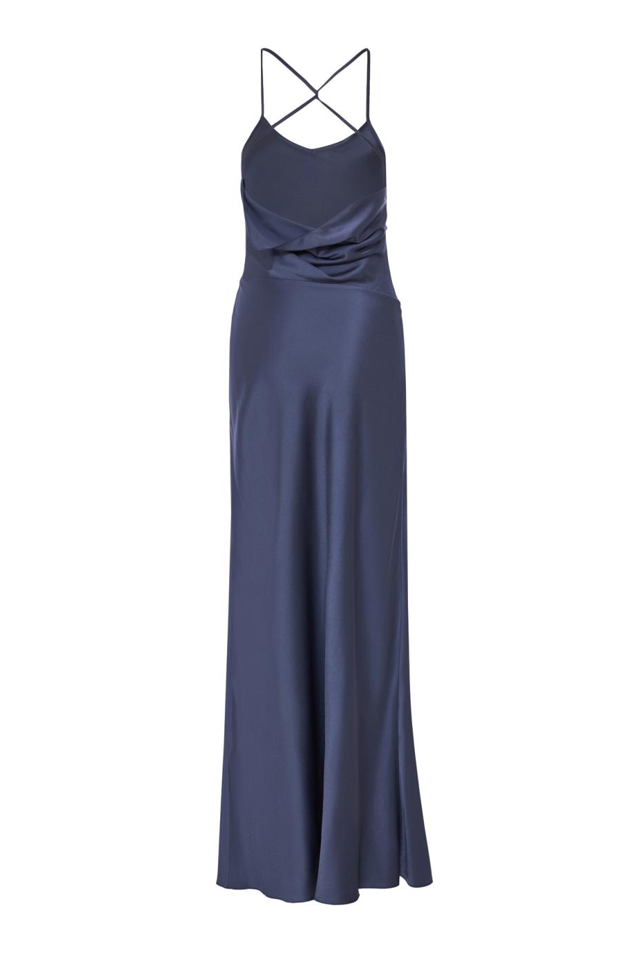 Draped Cami satin gown in eclipse WN