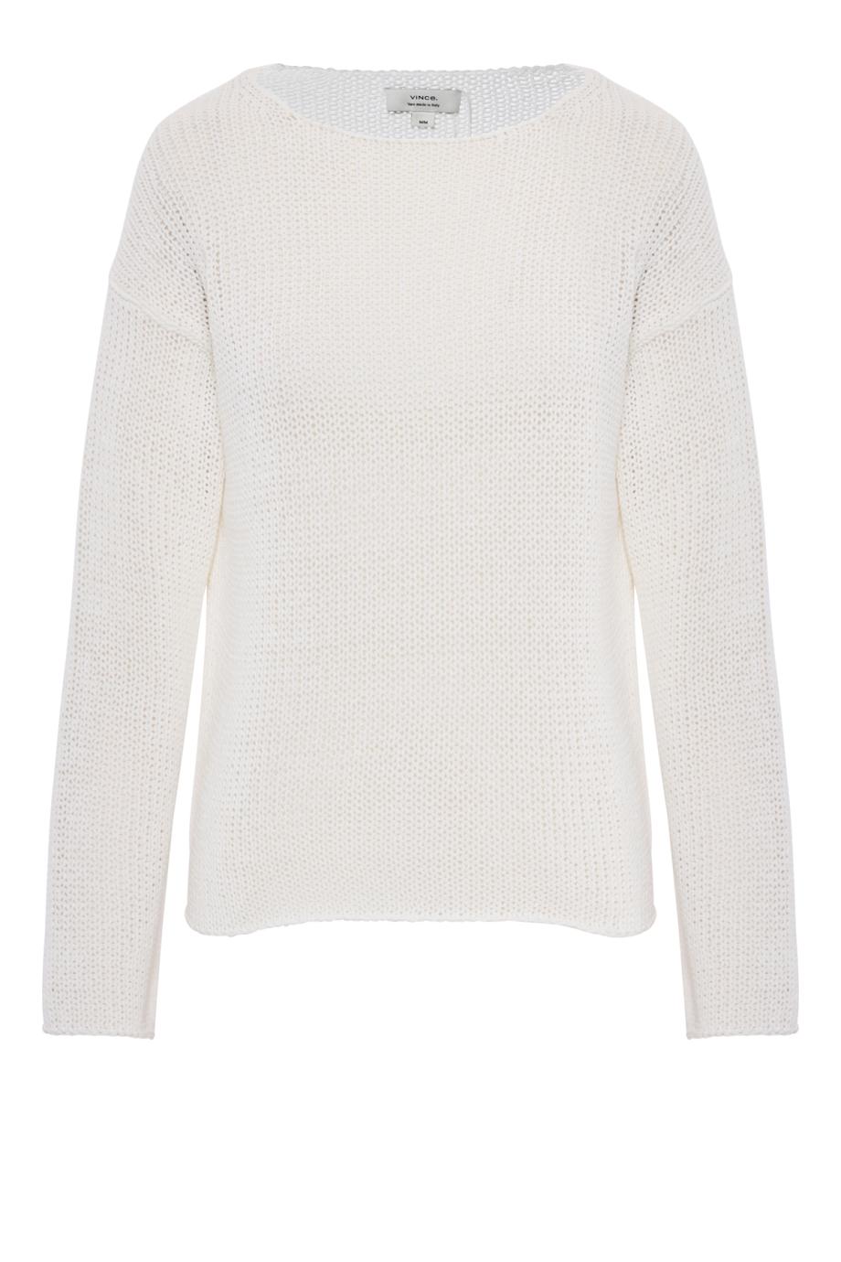 Italian Coated Cotton-Blend Sweater in white