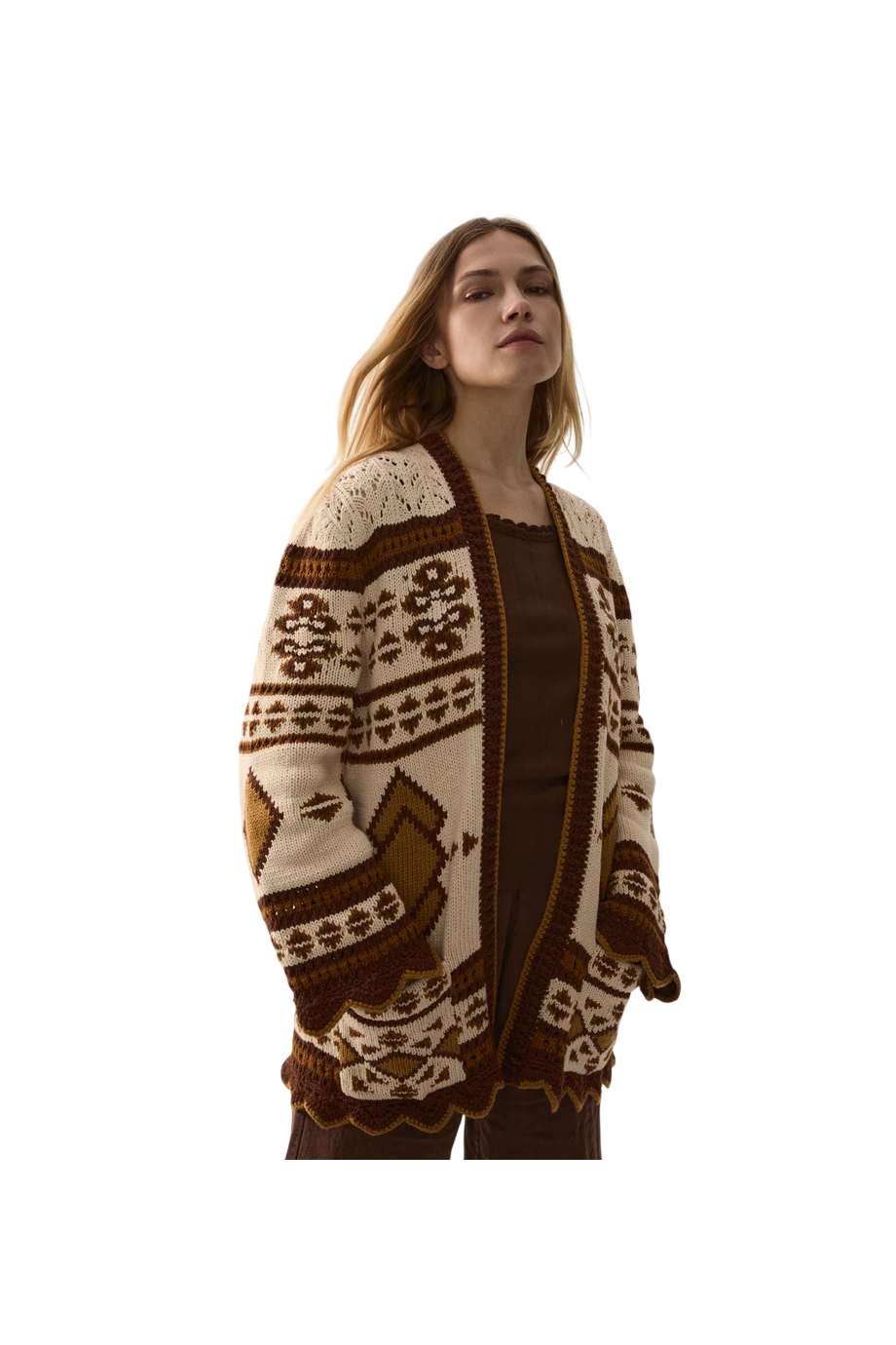 Lalie knitted cotton cardigan in cream