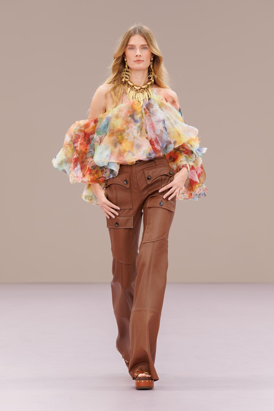 Luna Fanned Camisole Spliced top in floral