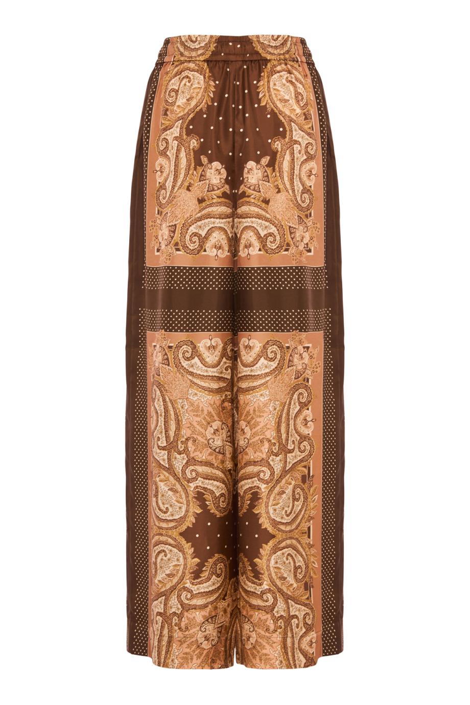 Luna Track Paisley silk pants in caramel