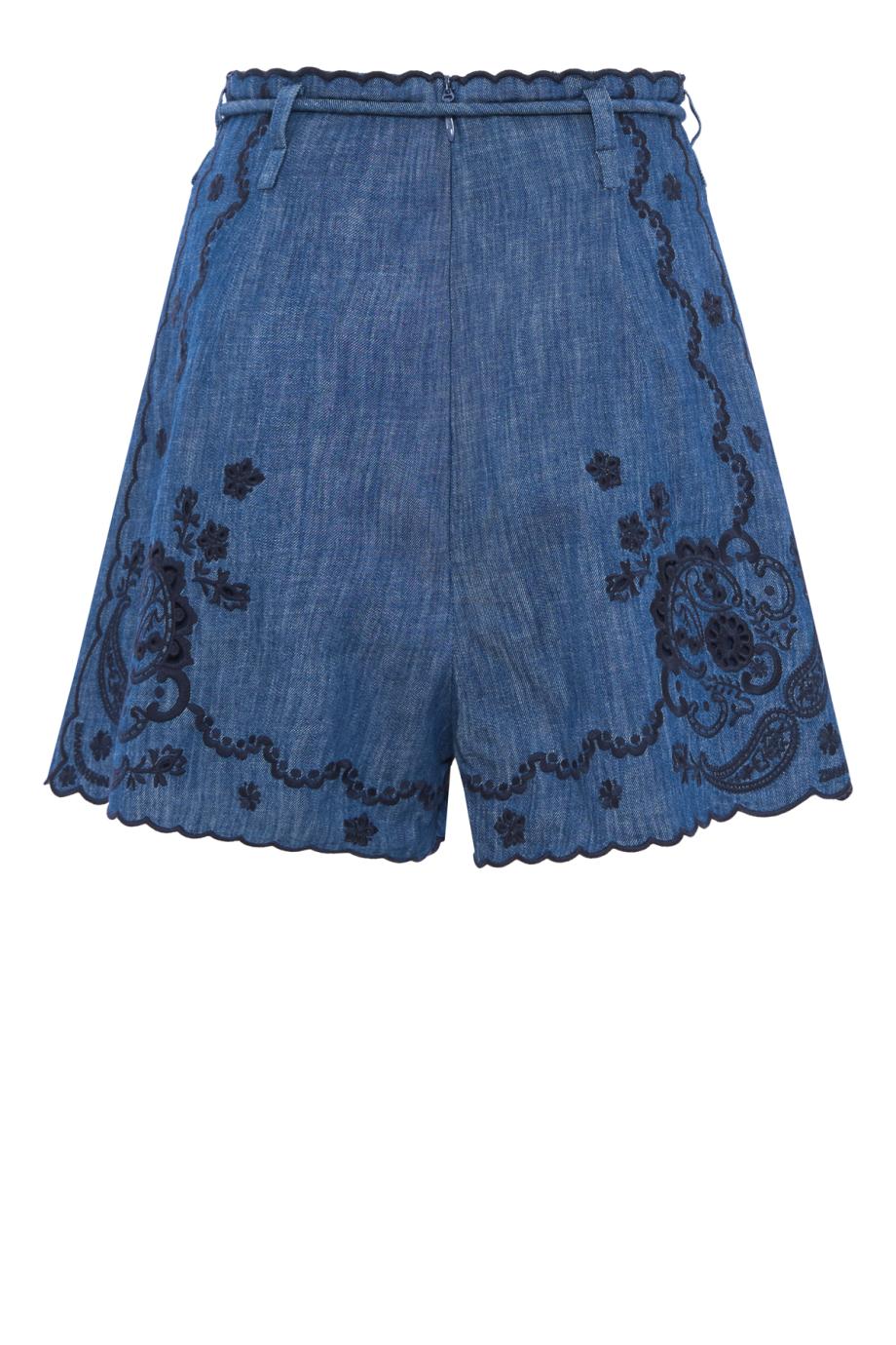 Aster embroidered denim shorts in blue