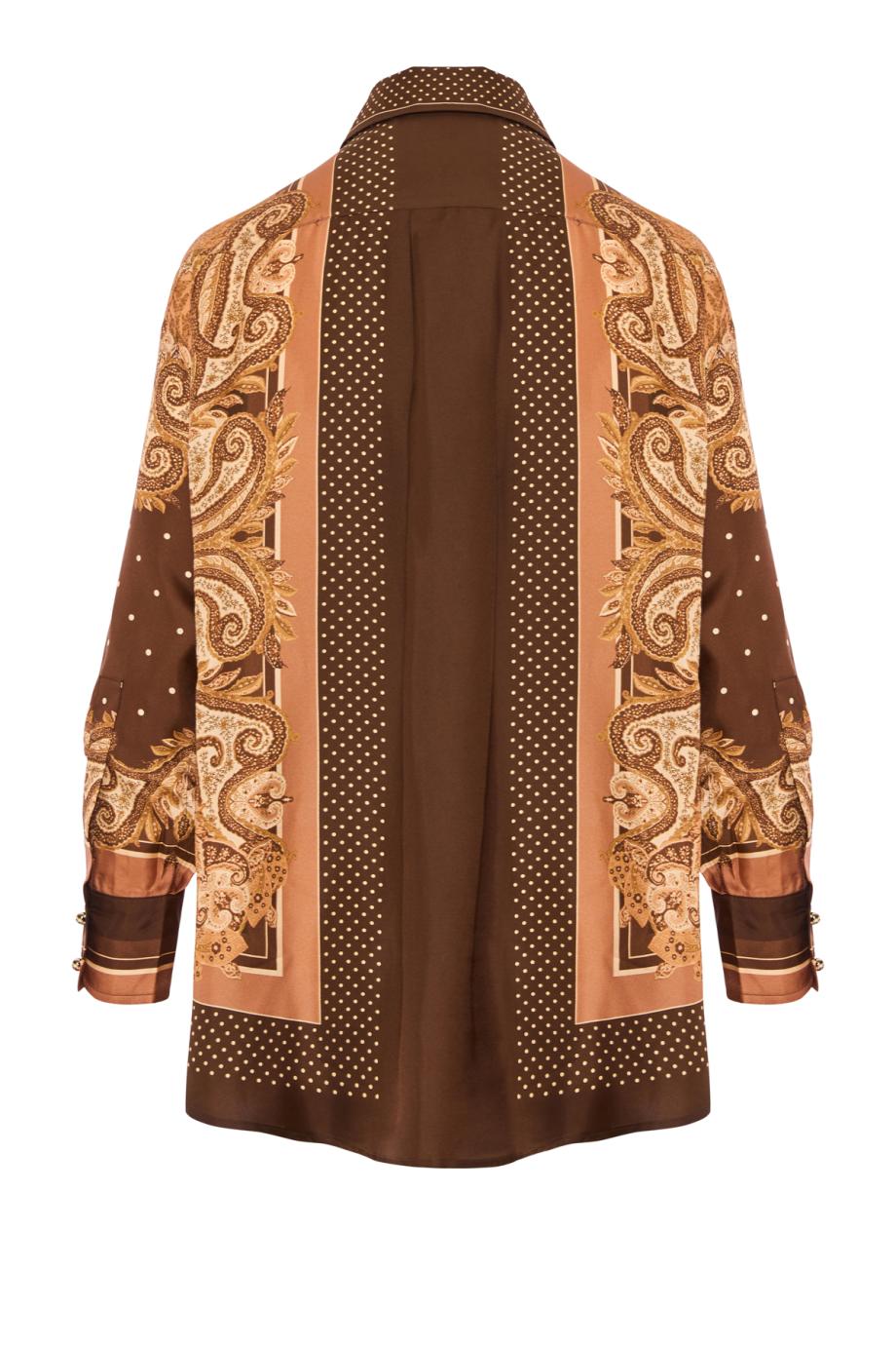 Luna Relaxed printed silk shirt in caramel