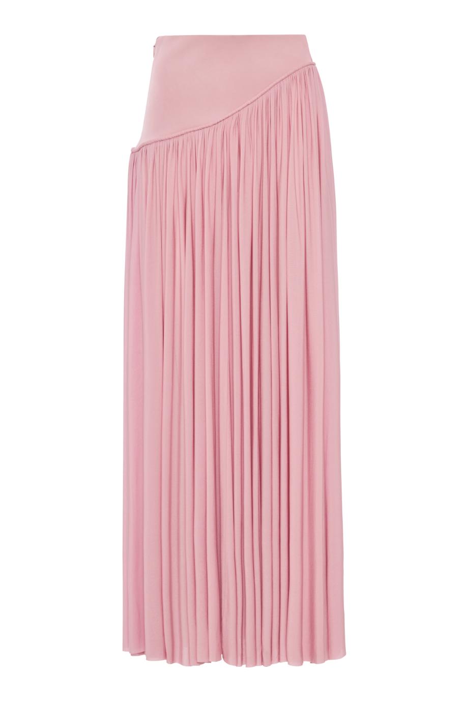 Alchemy Asymmetric pleated jersey maxi skirt in light pink