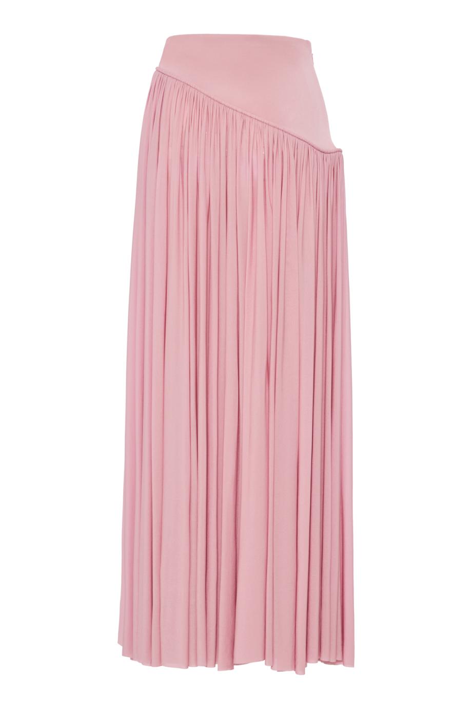 Alchemy Asymmetric pleated jersey maxi skirt in light pink