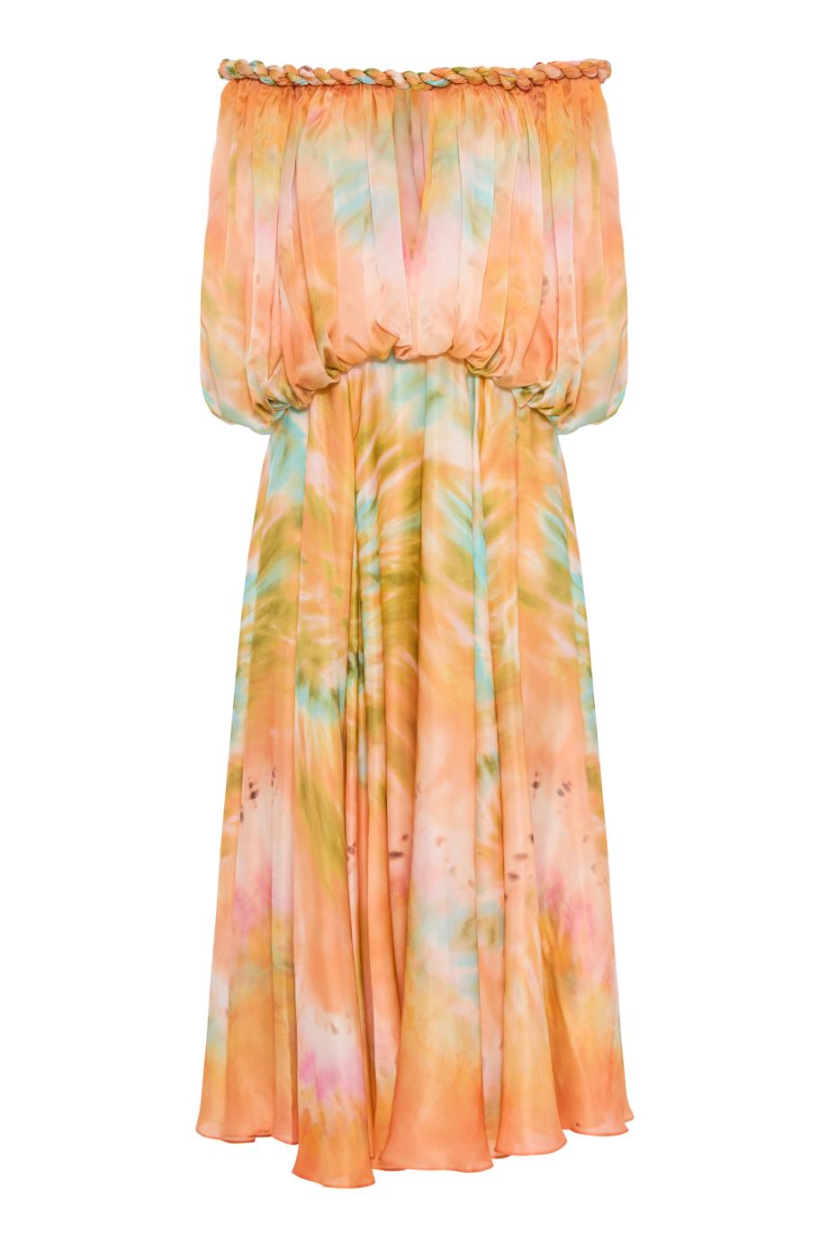 Luna tye-dye silk gown in coral