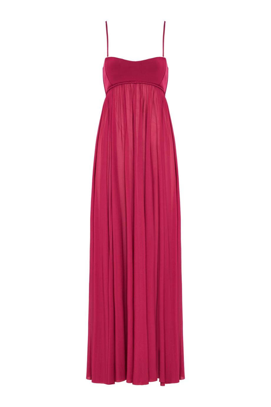 Luna pleated jersey bandeau maxi dress in fuchsia