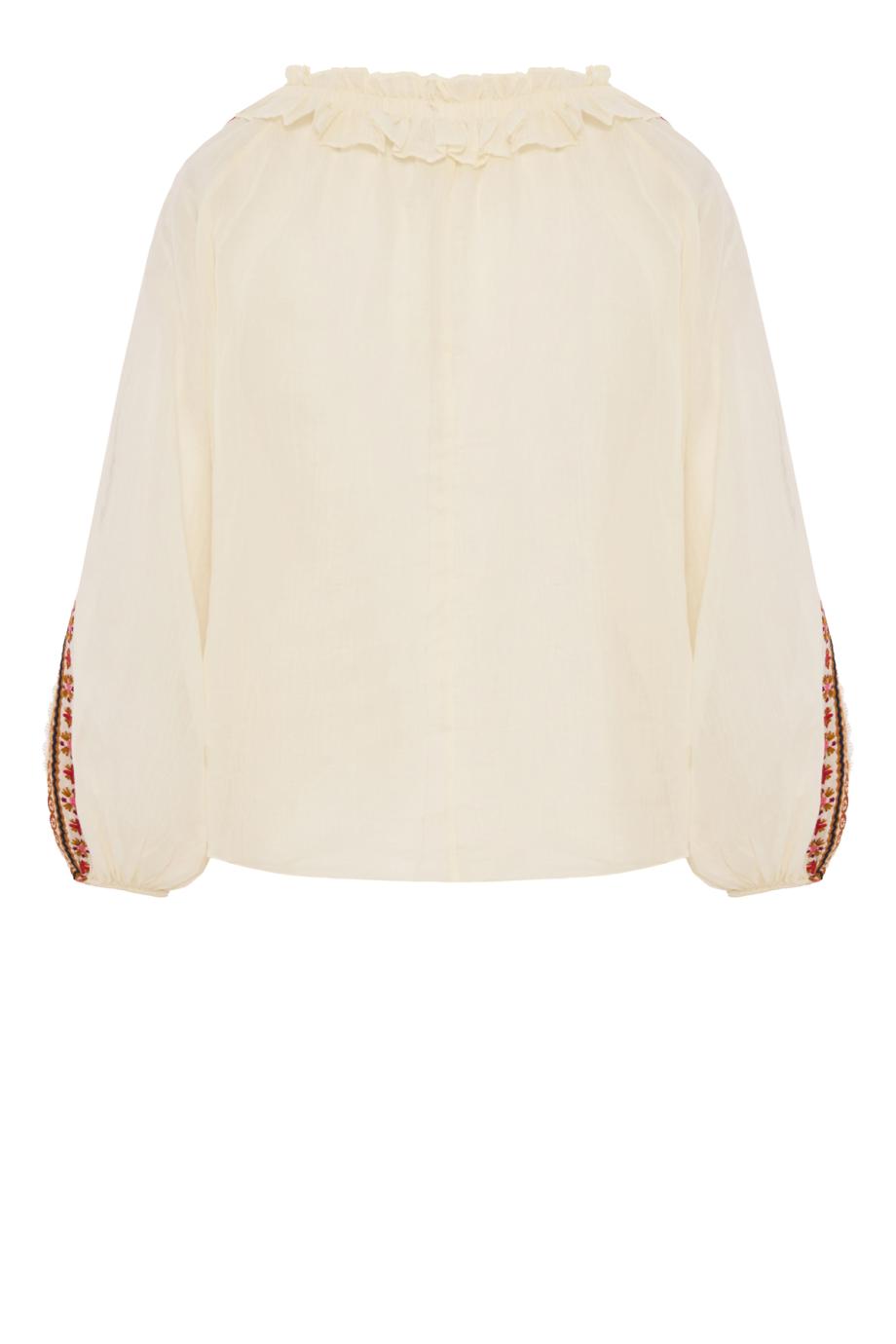 Aster embroidered ramie blouse in cream