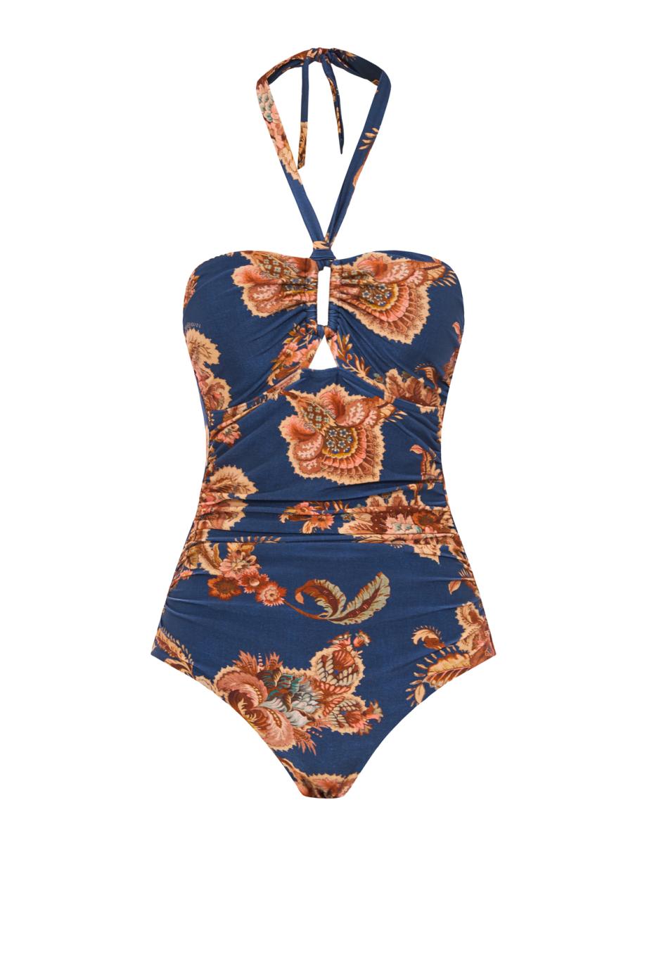 Aster wide link 1pc printed swimsuit in navy