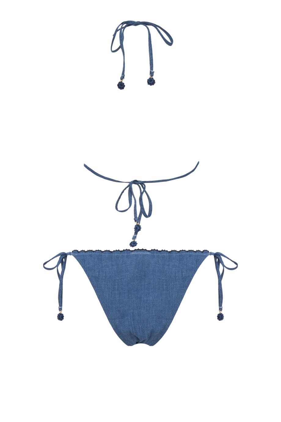 Aster embroidered denim bikini in blue