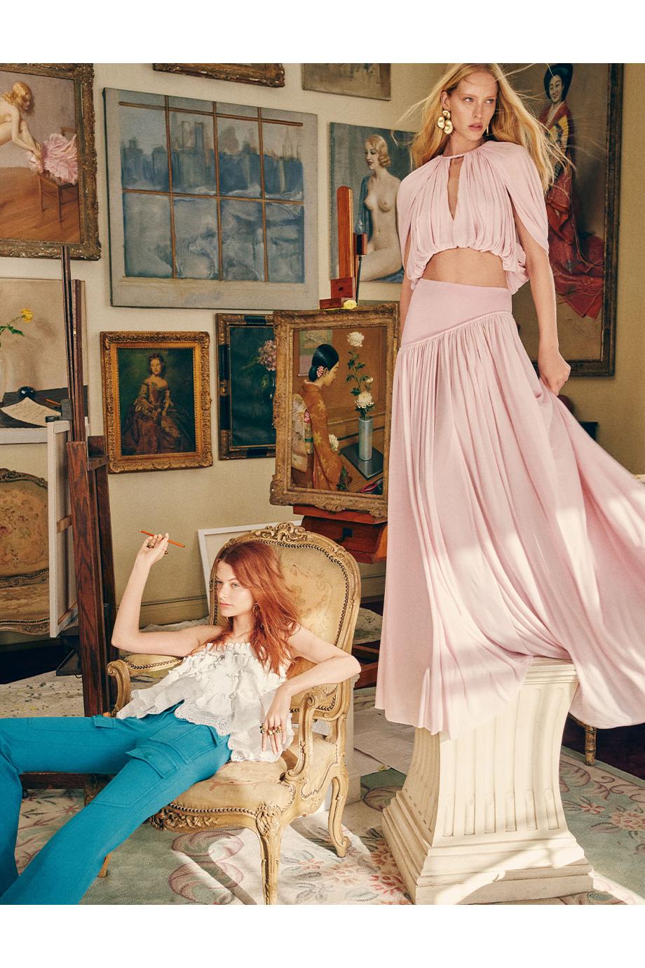 Alchemy Asymmetric pleated jersey maxi skirt in light pink
