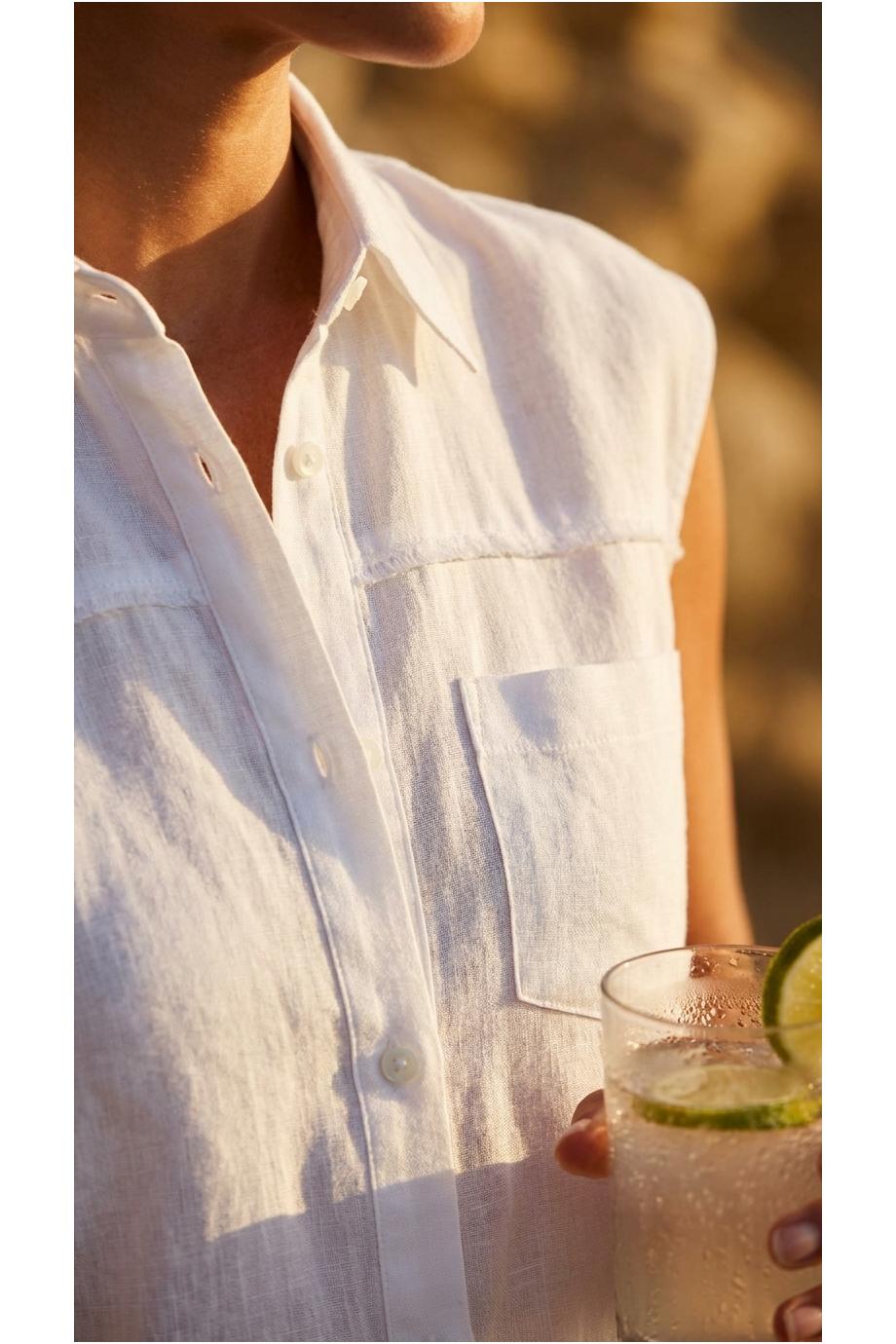 Linen sleeveless top in white