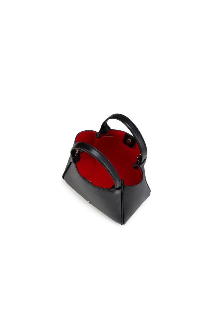 Bettina embellished mini leather tote in black