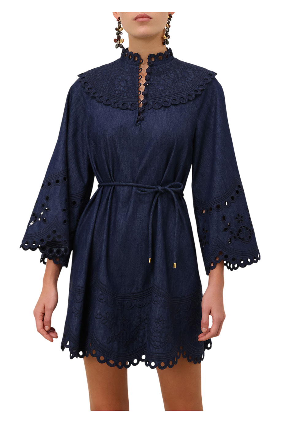 Mahon broderie denim mini dress in ink