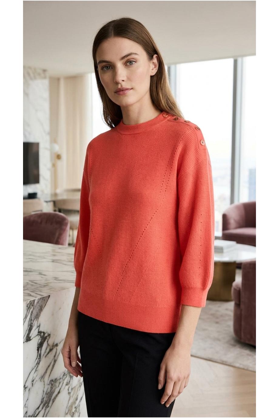Embroidered cashmere and cotton sweater in sunset
