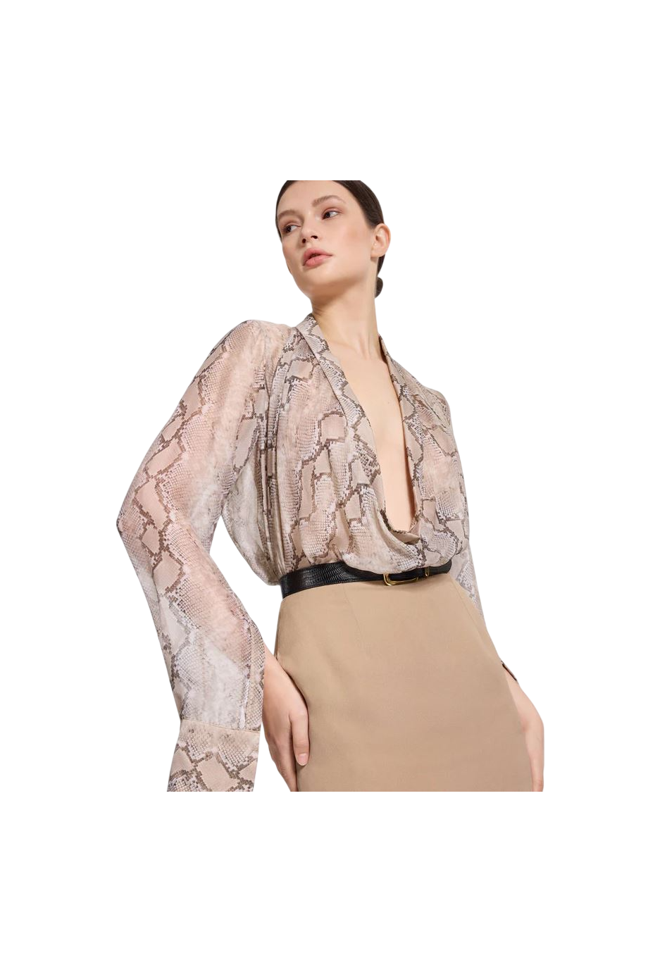 Printed silk-chiffon top in python