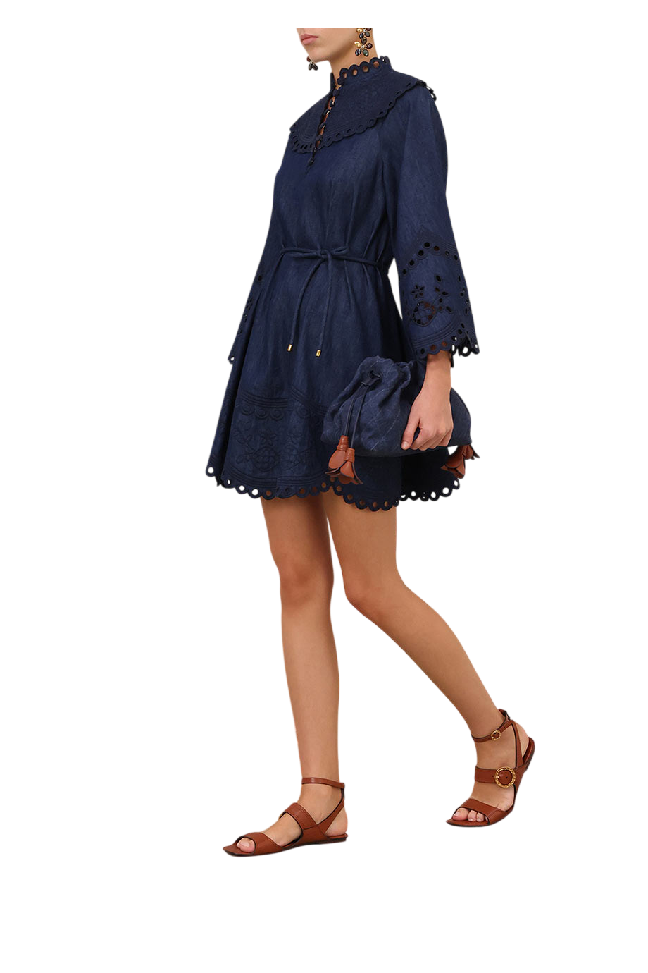 Mahon broderie denim mini dress in ink
