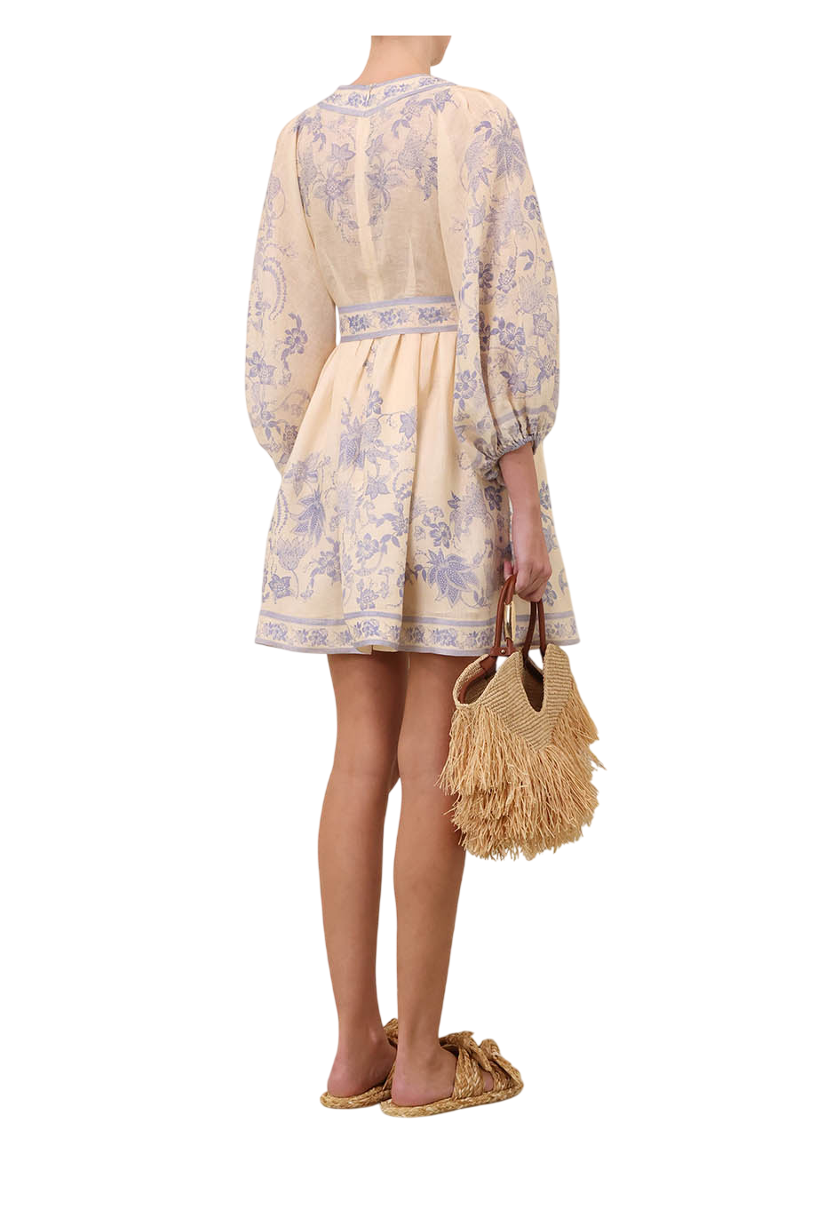 Indra printed linen mini dress in lilac floral
