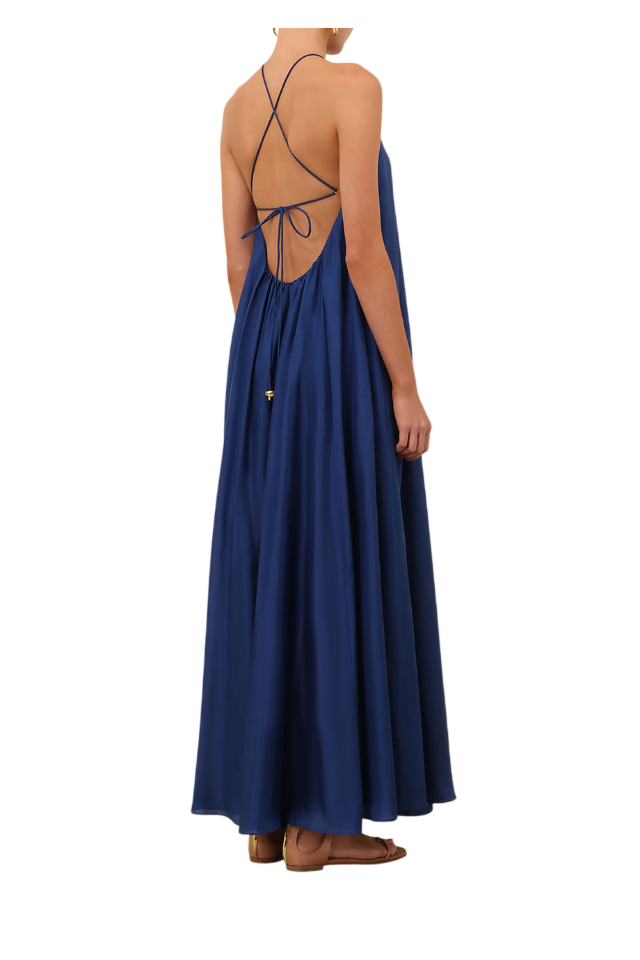 Aster silk maxi dress in cobalt