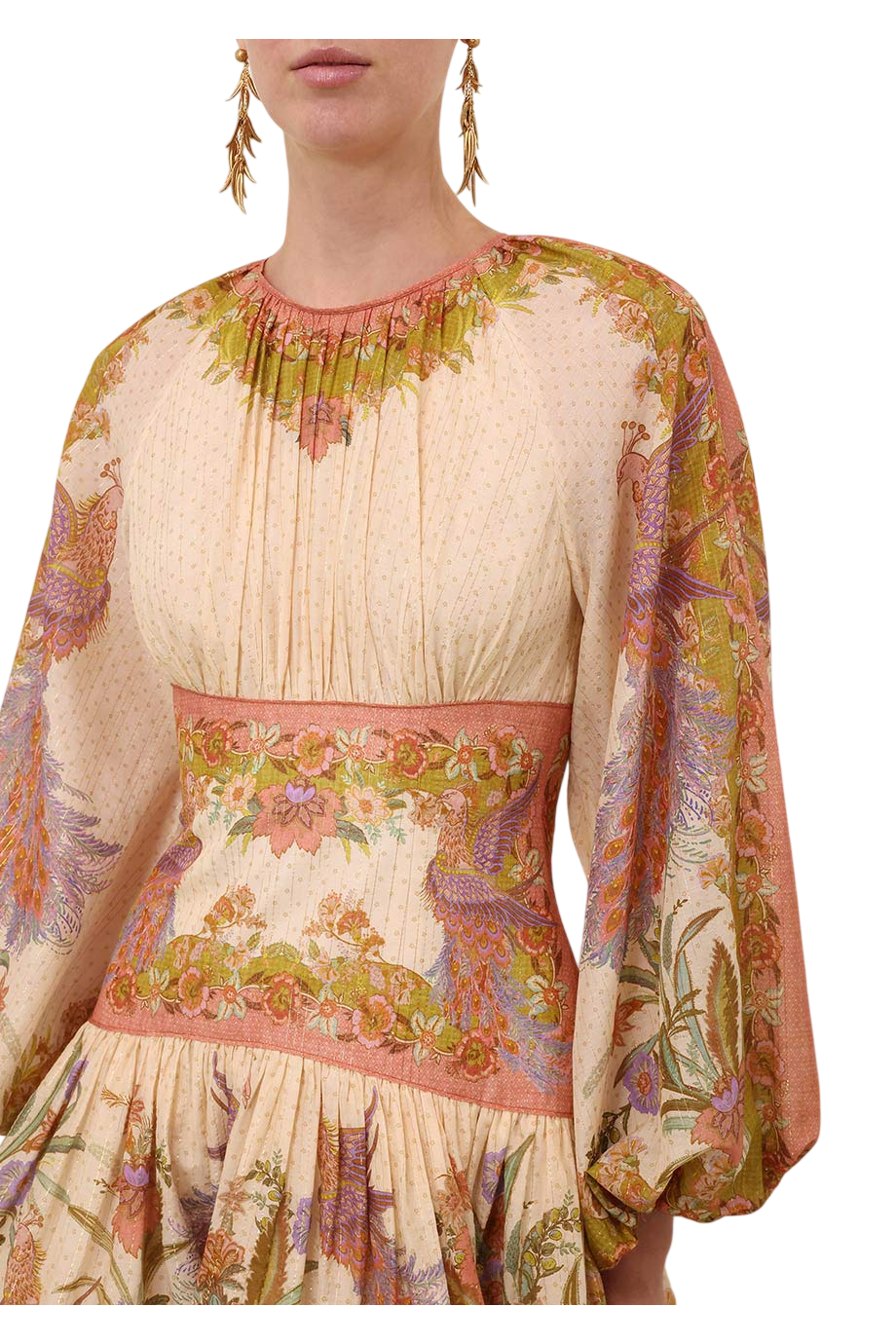 Indra printed silk-chiffon mini dress in chartreuse
