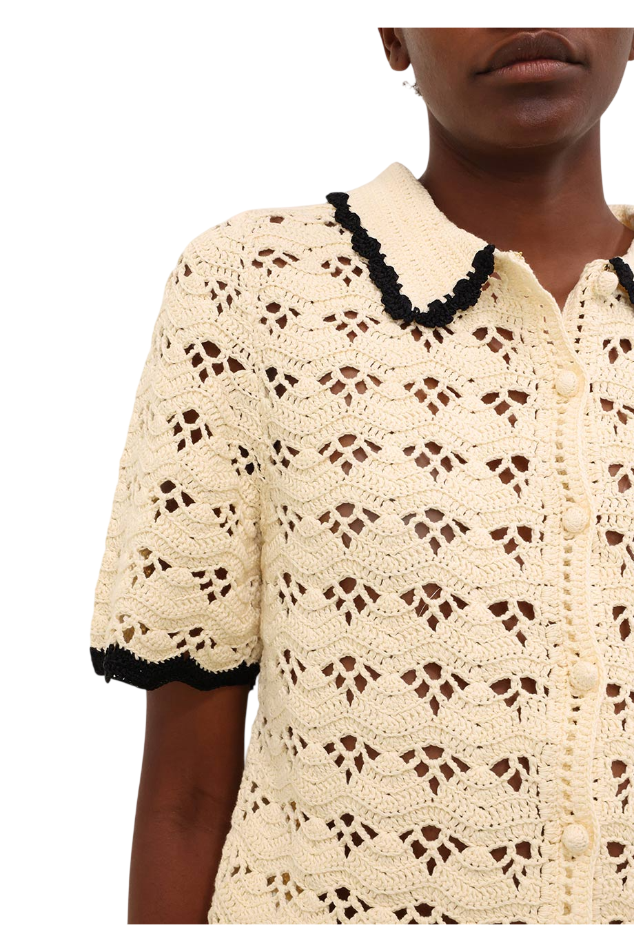 Aster crochet-cotton top in cream