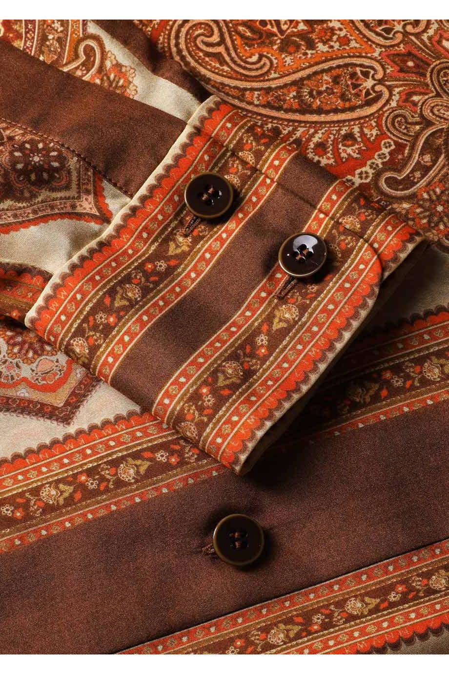 Mahon printed silk shirt in tangerine