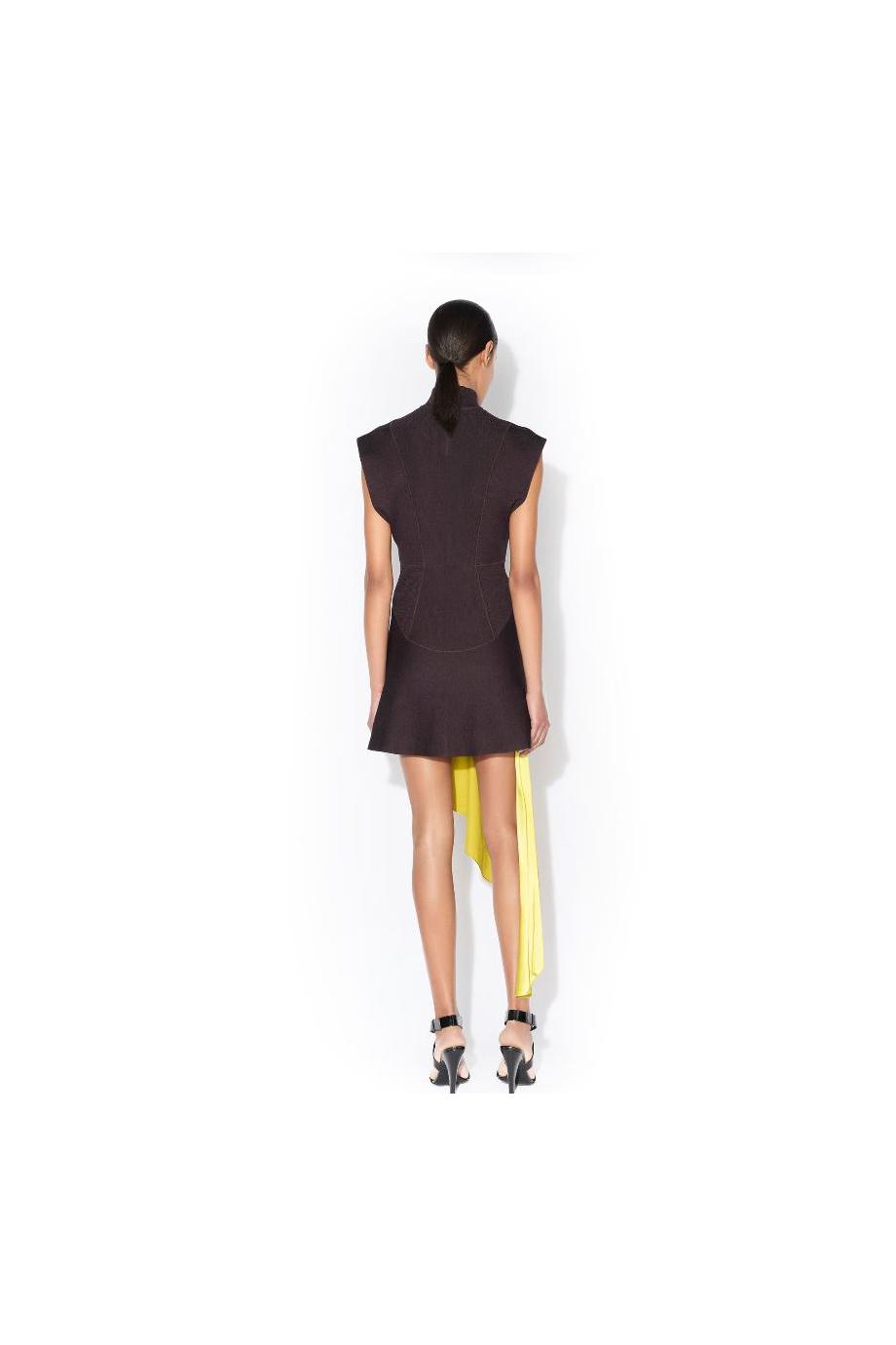 Asymetric satin mini skirt in lime