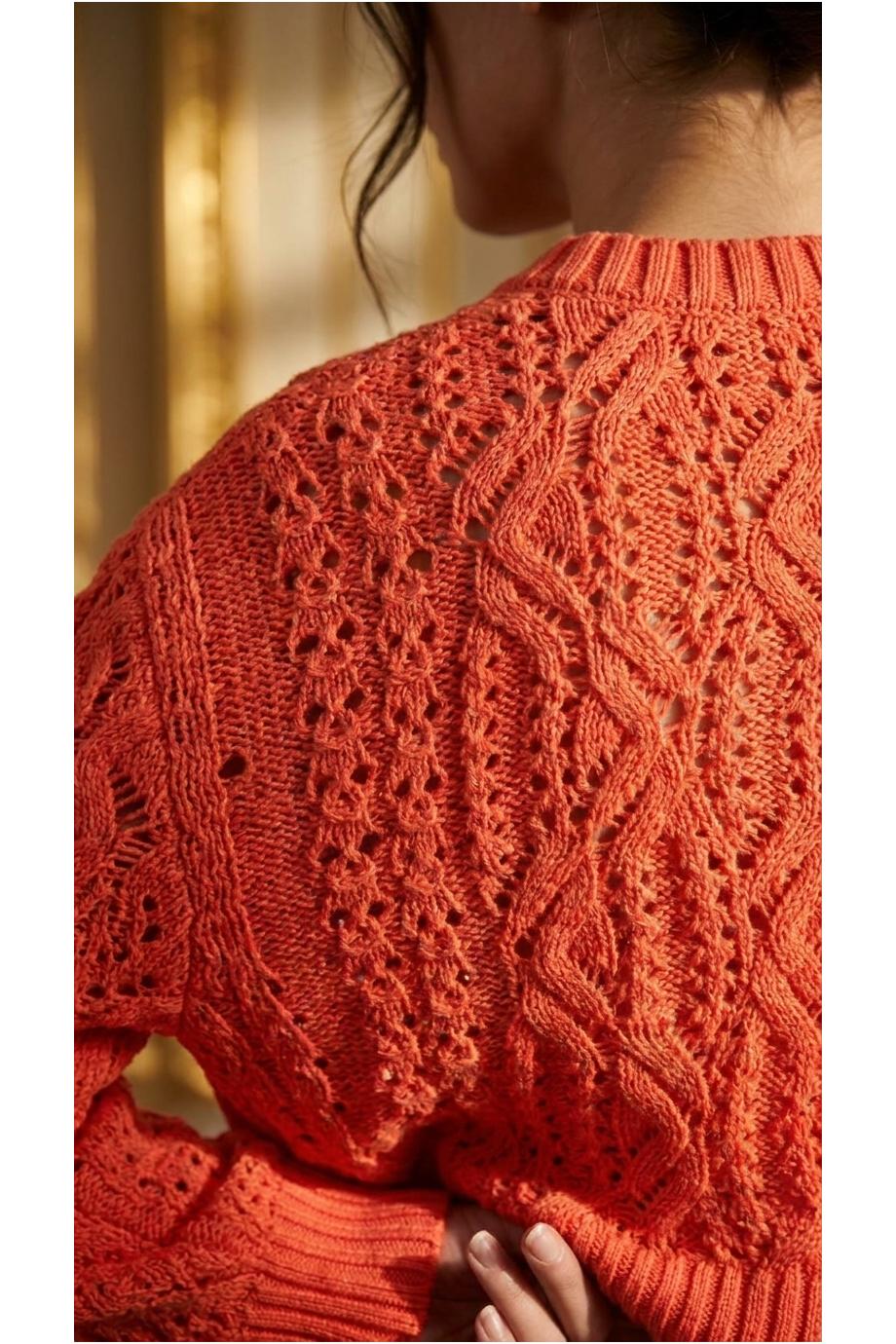 Knitted cashmere and cotton sweater in sunset