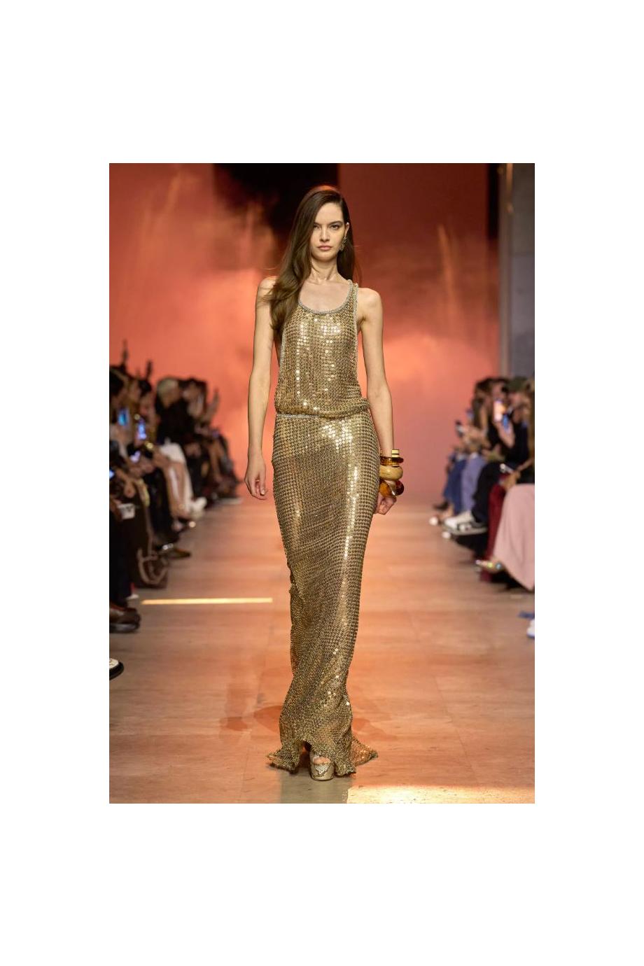 Gold Sequined long skirt in gold 