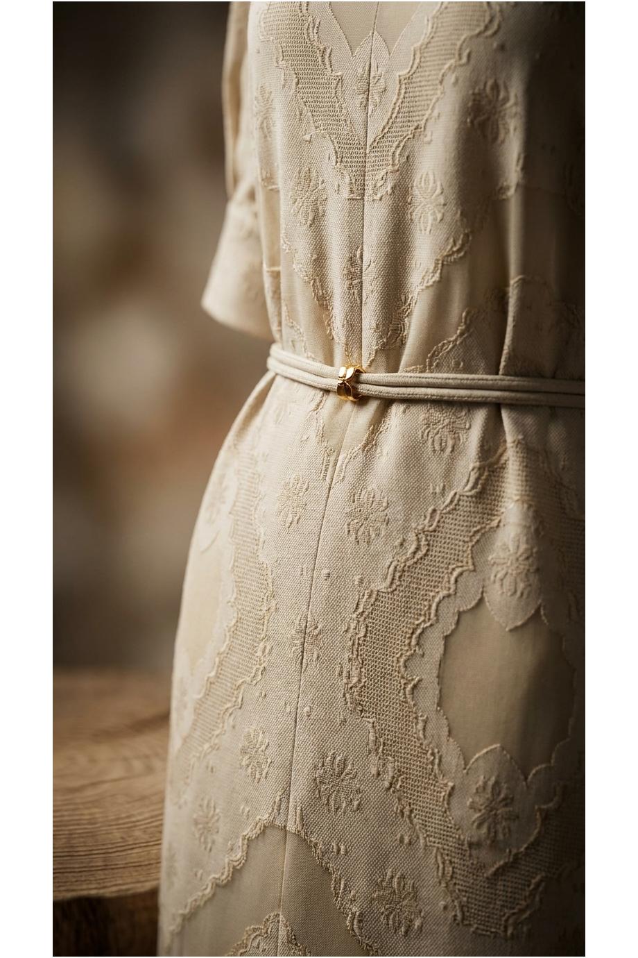 Cotton-blend polo dress in beige 