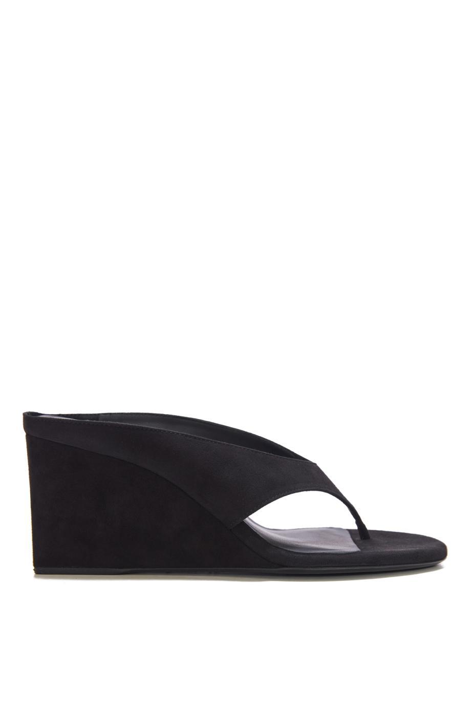 Tongs 75 suede wedge sandals in black