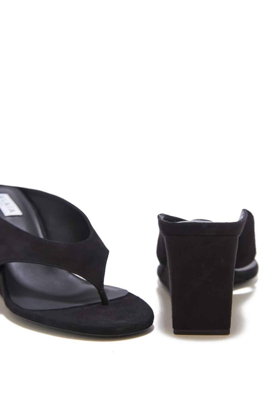 Tongs 75 suede wedge sandals in black