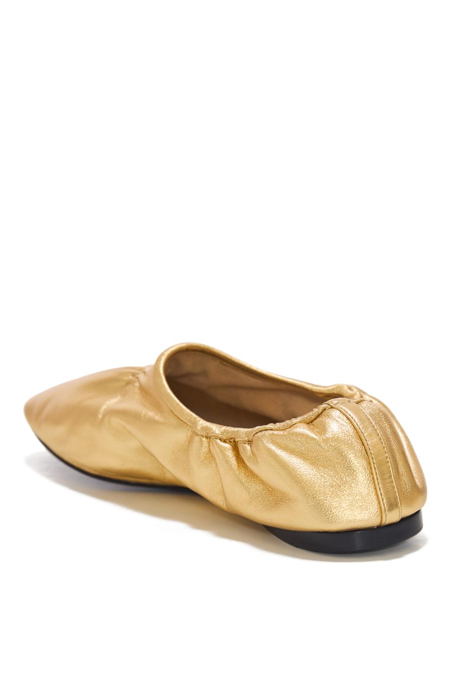 Metallic leather slippers in gold