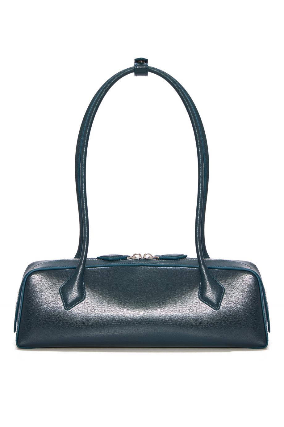 Le Teckel leather shoulder bag in blue paon