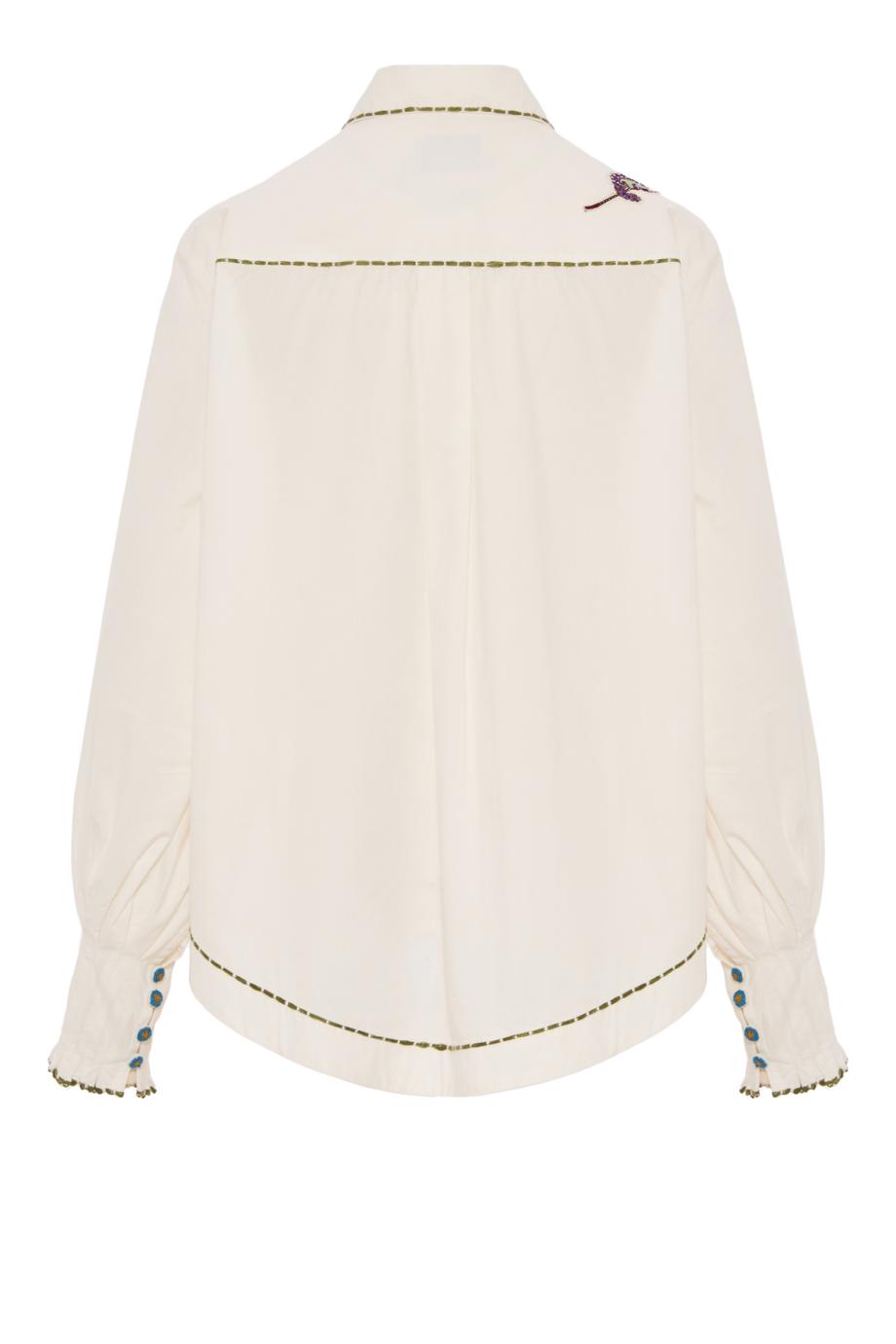 Camelia embellished cotton shirt in ivory