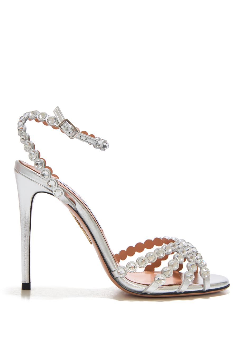 Tequila 105 embellished leather sandals in silver